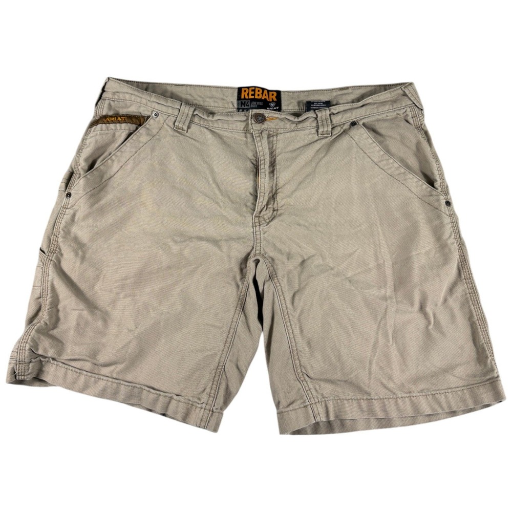 Ariat Rebar M4 Workwear Shorts Mens 38 Tan Khaki Rugged Durable Stretch Mid Rise